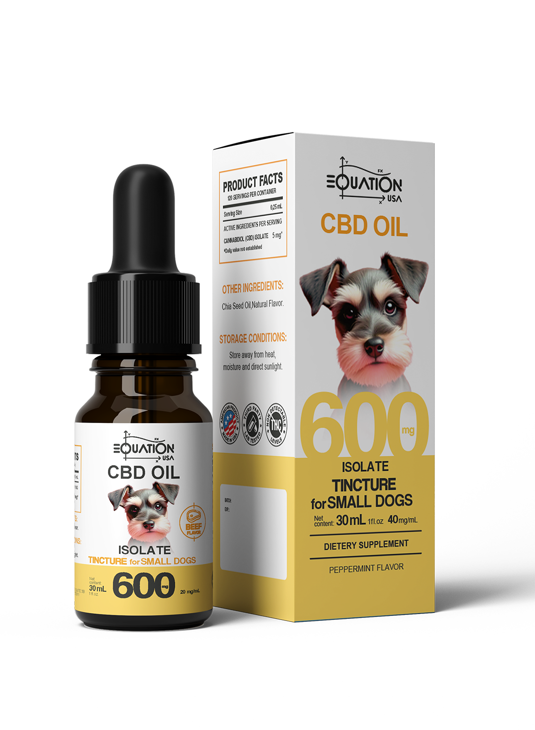 PET (SMALL DOGS ) HEMP EXTRACT ISOLATE 600mg/30mL