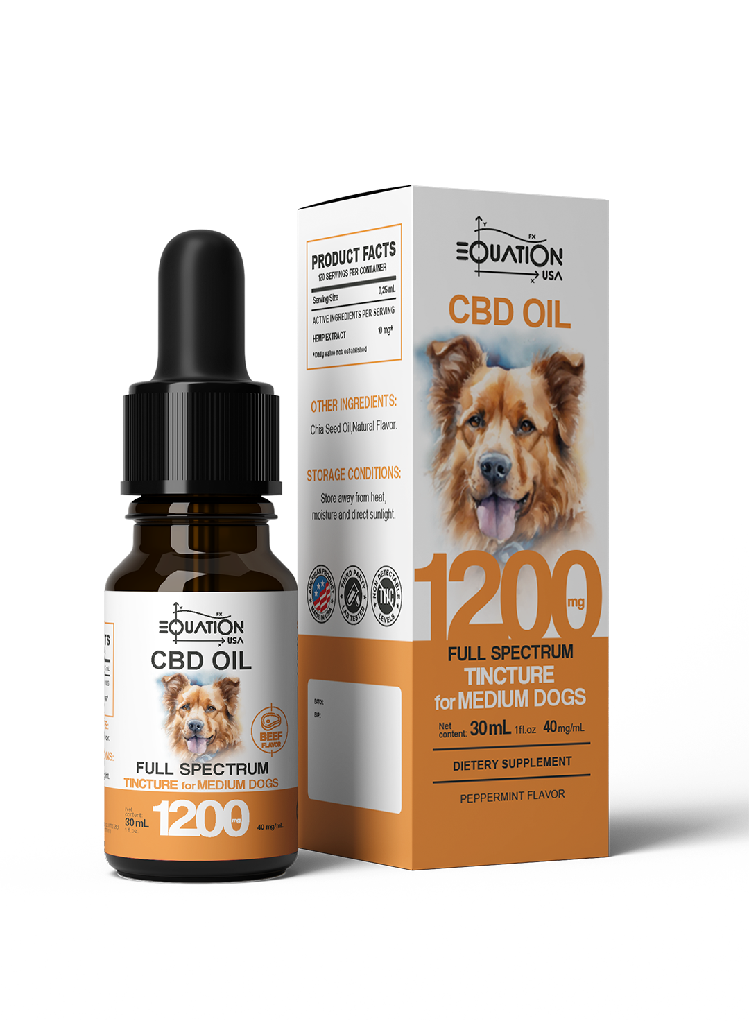 PET (MEDIUM DOGS) HEMP EXTRACT FULL SPECTRUM 1200mg/30mL
